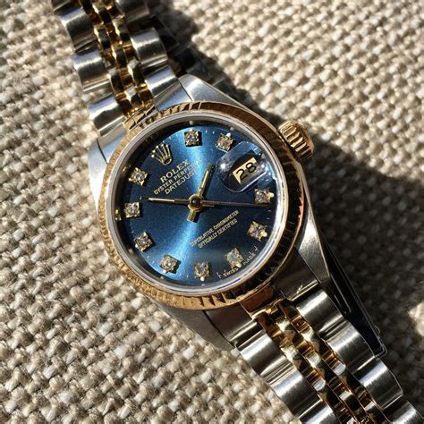 blue rolex woman|women's Rolex blue face.